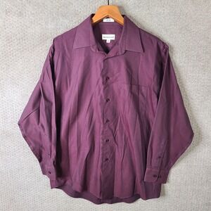 Pronto Uomo Shirt‎ 16 32/33 Mens Purple 80s 2-Ply Non Iron Cotton Button Down